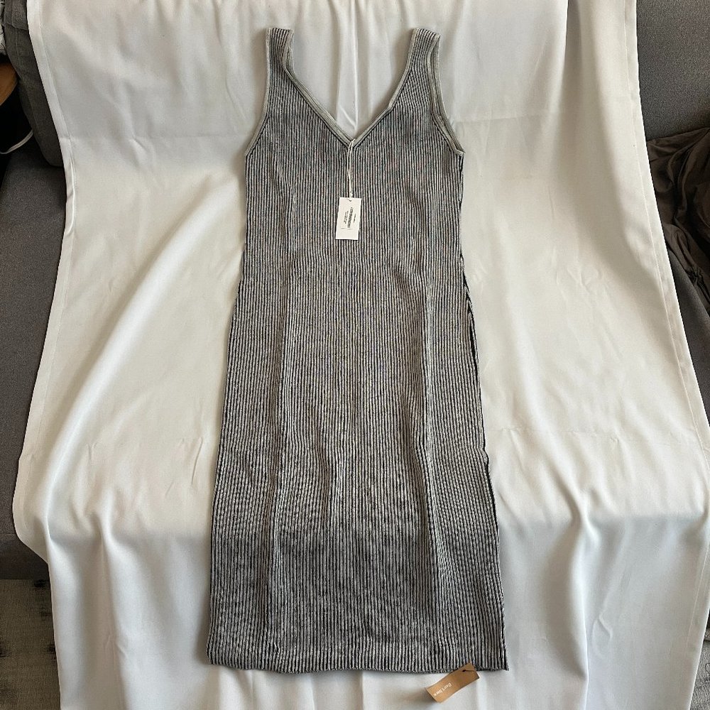 Reformation Heron Cotton Sweater Dress In Smoke - Large